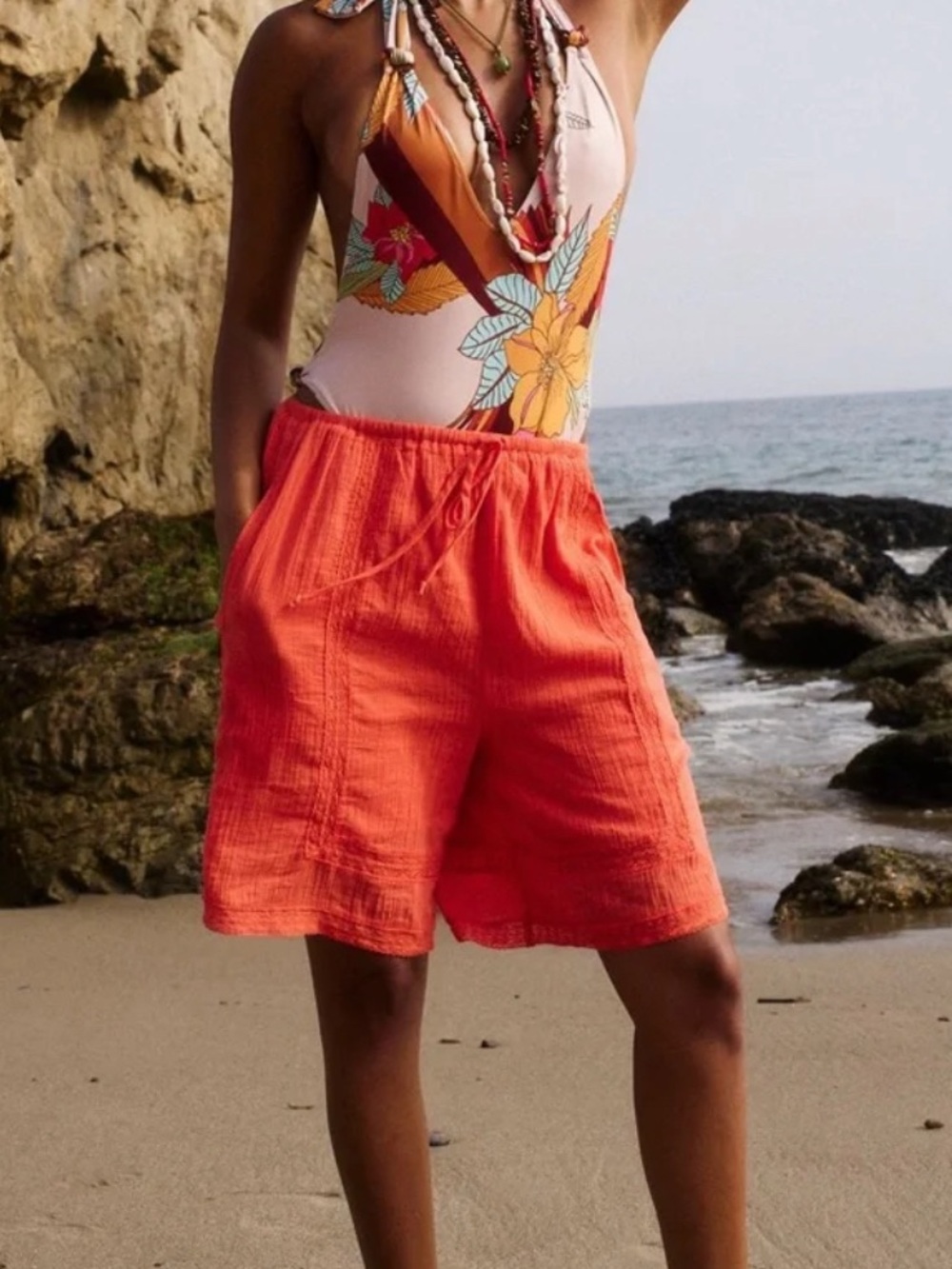Free people orange seaside shorts medium